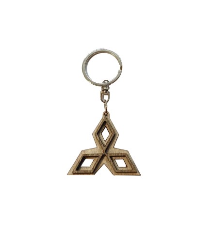 Mitsubishi Wooden Keyring with Metal Ring 4.5 cm