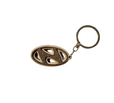 Wooden World Hyundai Wooden Keyring with Metal Ring MDF Plywood Car Key Chain 4.5 x 4.5 cm