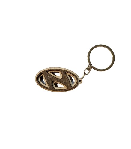 Hyundai Wooden Keyring with Metal Ring 4.5 cm
