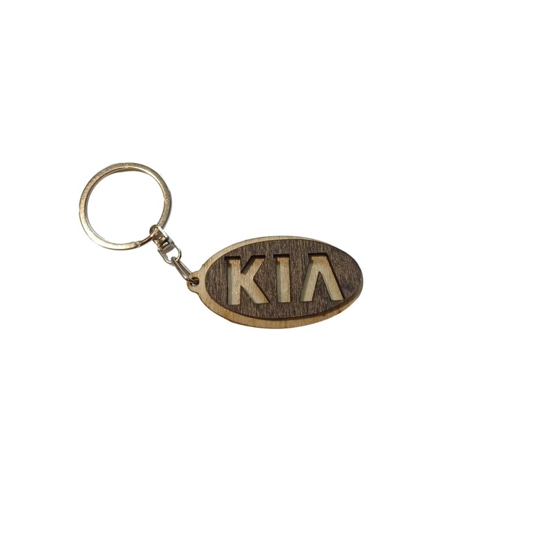 Wooden World Kia Wooden Keyring with Metal Ring MDF Plywood Car Key Chain 4.5 x 4.5 cm