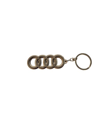 Audi Wooden Keyring with Metal Ring 6.5 cm