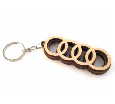 Audi Wooden Keyring with Metal Ring 6.5 cm