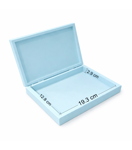 Wooden World Flat Blue Gift Box for Boy, Wooden Keepsake Presentation Box, 21 x 15 x 3.5 cm