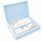 Wooden World Flat Blue Gift Box for Boy, Wooden Keepsake Presentation Box, 21 x 15 x 3.5 cm