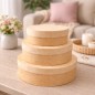 Wooden World Set of 3 Round Birch Bast Boxes with Lids, Nesting Storage Boxes