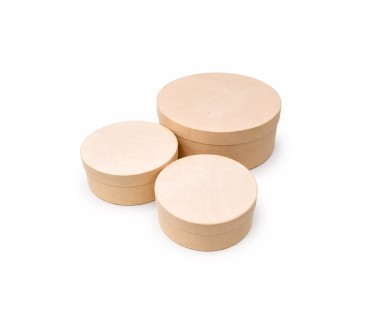 Set of 3 Round Birch Bast Nesting Boxes with Lids