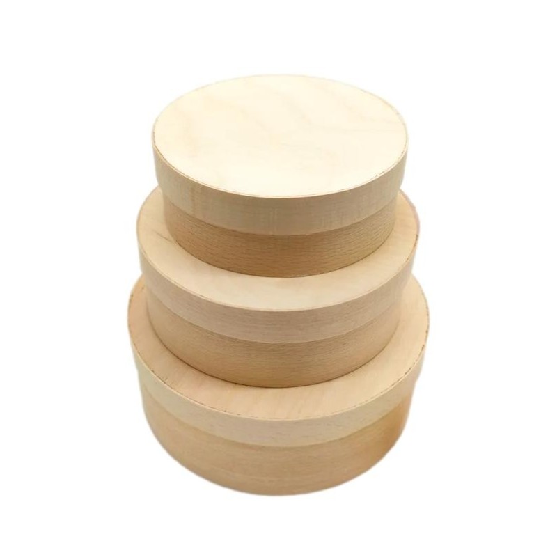 Wooden World Set of 3 Round Birch Bast Boxes with Lids, Nesting Storage Boxes Wooden World Set of 3 Round Birch Bast Boxes with Lids, Nesting Storage Boxes
