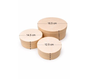 Set of 3 Round Birch Bast Nesting Boxes with Lids