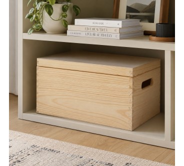 Pine Storage Box with Lid 35x25x18 cm