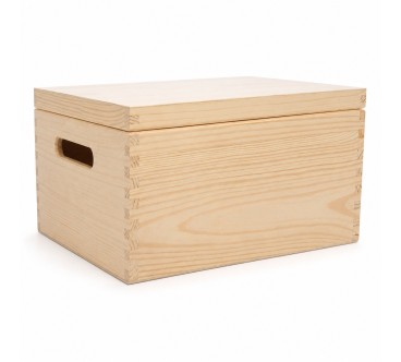 Pine Storage Box with Lid 35x25x18 cm