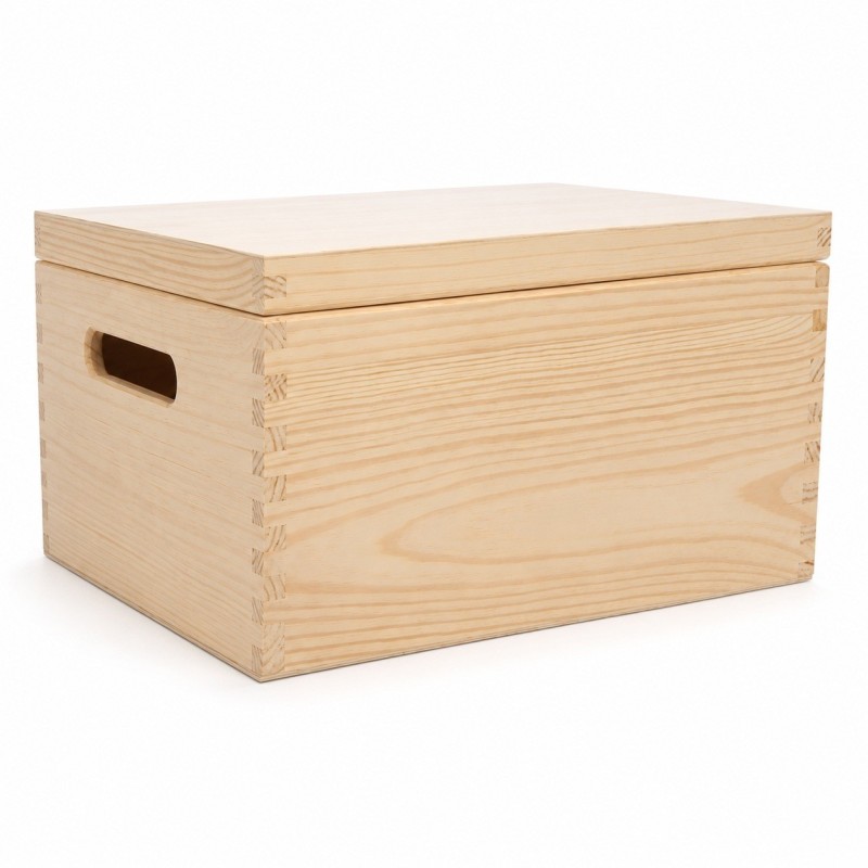 Wooden World Pine Storage Box with Lid, Unpainted Wooden Crate 35x25x18 cm Wooden World Pine Storage Box with Lid, Unpainted Wooden Crate 35x25x18 cm