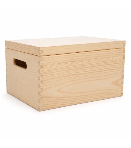 Pine Storage Box with Lid 35x25x18 cm