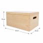 Wooden World Pine Storage Box with Lid, Unpainted Wooden Crate 35x25x18 cm