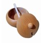 Beech Wood Sugar Bowl with Lid and Spoon – 14cm Beech Wood Sugar Bowl with Lid and Spoon – 14cm
