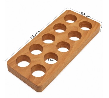 Wooden Egg Holder for 10 Eggs, Oiled Beech Wood Egg Stand, Compact Kitchen Egg Tray for Table Serving and Fridge Storage
