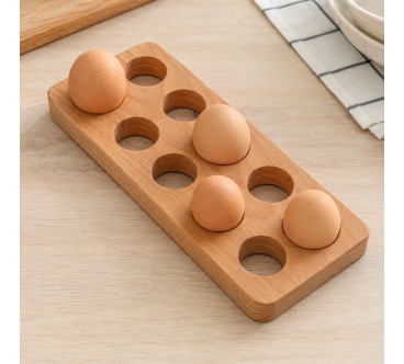 Wooden Egg Holder for 10 Eggs | Beech Egg Stand