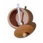 Beech Wood Sugar Bowl with Lid and Spoon – 14cm Beech Wood Sugar Bowl with Lid and Spoon – 14cm
