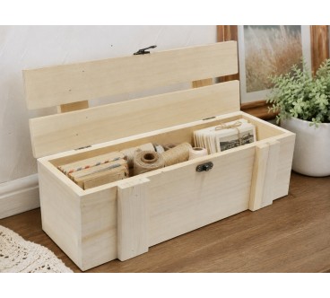 Pine Wood Wine Bottle Gift Box with Lid Metal Clasp Rustic Storage Case
