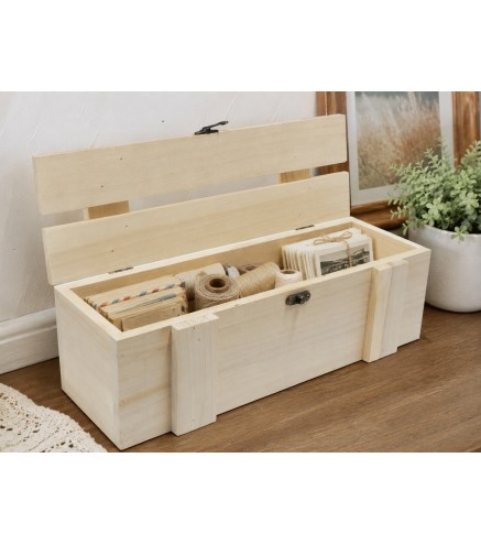Pine Wood Wine Bottle Gift Box with Lid Metal Clasp Rustic Storage Case
