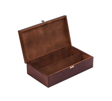 Double Wine Bottle Gift Box Brown with Metal Clasp