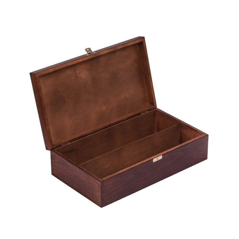 Wooden World Double Wine Bottle Gift Box Brown Lacquered Case with Metal Clasp Wooden World Double Wine Bottle Gift Box Brown Lacquered Case with Metal Clasp