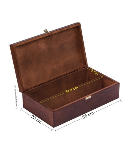 Wooden World Double Wine Bottle Gift Box Brown Lacquered Case with Metal Clasp