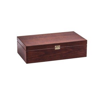 Double Wine Bottle Gift Box Brown with Metal Clasp