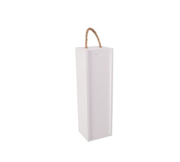 White Pine Wood Wine Bottle Gift Box with Sliding Lid and Rope Handle