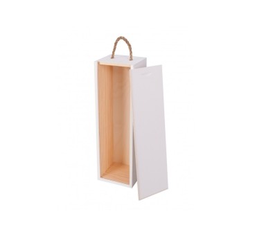 White Pine Wood Wine Bottle Gift Box with Rope Handle
