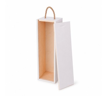 White Pine Wood Wine Bottle Gift Box with Rope Handle
