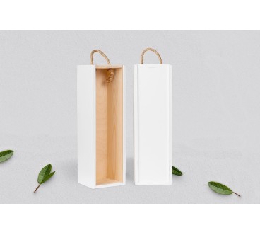 White Pine Wood Wine Bottle Gift Box with Rope Handle
