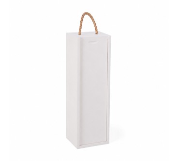 White Pine Wood Wine Bottle Gift Box with Rope Handle