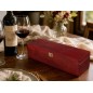 Mahogany Pine Wood Wine Bottle Gift Box with Metal Clip