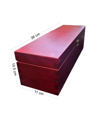 Mahogany Pine Wood Wine Bottle Gift Box with Metal Clip