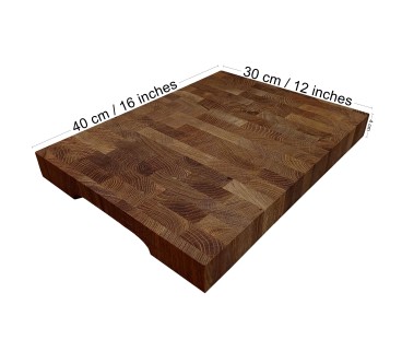 Beech End Grain Cutting Board 40×30×4 cm – Butcher Block for Meat, Vegetables and Bread