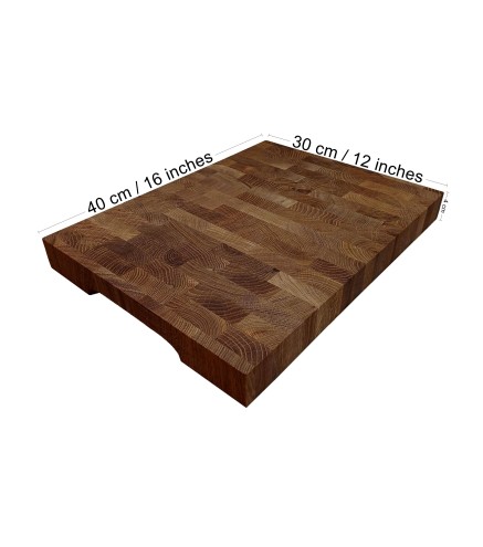 Beech End Grain Cutting Board 40×30×4 cm – Butcher Block for Meat, Vegetables and Bread