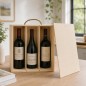 Wooden World Triple Pine Wood Wine Bottle Gift Box with Sliding Lid 36 cm