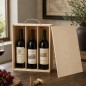 Wooden World Triple Pine Wood Wine Bottle Gift Box with Sliding Lid 36 cm