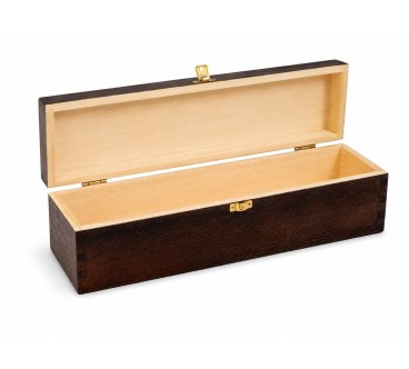 Wooden World Pine Wood Wine Bottle Gift Box Dark Brown Varnished Storage Case with Metal Clasp