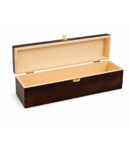 Wooden World Pine Wood Wine Bottle Gift Box Dark Brown Varnished Storage Case with Metal Clasp