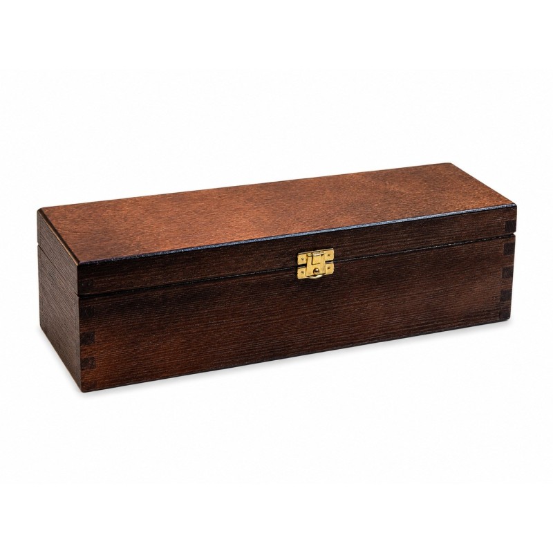 Wooden World Pine Wood Wine Bottle Gift Box Dark Brown Varnished Storage Case with Metal Clasp Wooden World Pine Wood Wine Bottle Gift Box Dark Brown Varnished Storage Case with Metal Clasp