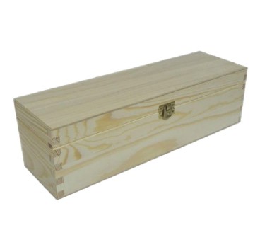 Pine Wood Wine Bottle Gift Box with Metal Clip