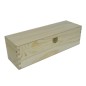 Wooden World Pine Wood Wine Bottle Gift Box Raw Wooden Storage Case with Metal Clip