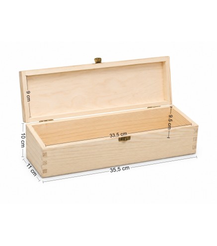 Wooden World Pine Wood Wine Bottle Gift Box Raw Wooden Storage Case with Metal Clip