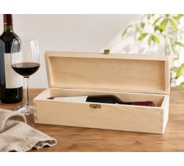 Pine Wood Wine Bottle Gift Box with Metal Clip