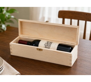 Pine Wood Wine Bottle Gift Box with Metal Clip