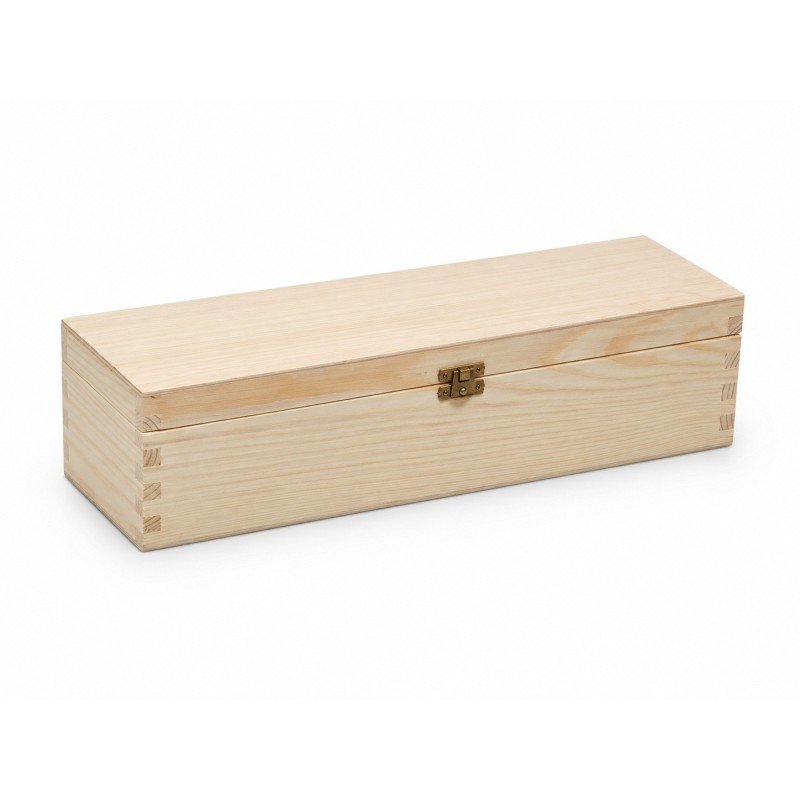 Wooden World Pine Wood Wine Bottle Gift Box Raw Wooden Storage Case with Metal Clip