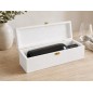 White Wooden Wine Bottle Gift Box Pine Storage Case with Metal Clip