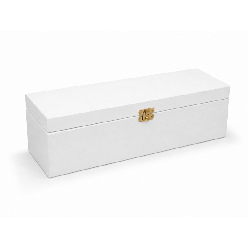 White Wooden Wine Bottle Gift Box Pine Storage Case with Metal Clip