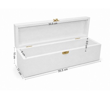 White Wooden Wine Bottle Gift Box Pine Storage Case with Metal Clip